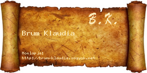Brum Klaudia névjegykártya